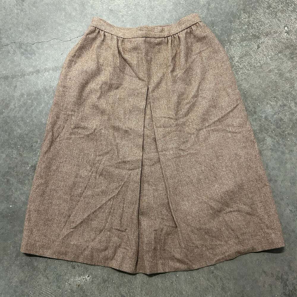 Vintage 1970s Evan-Picone Brown Wool Blend Midi Skirt Size 12 ILGWU Union Made